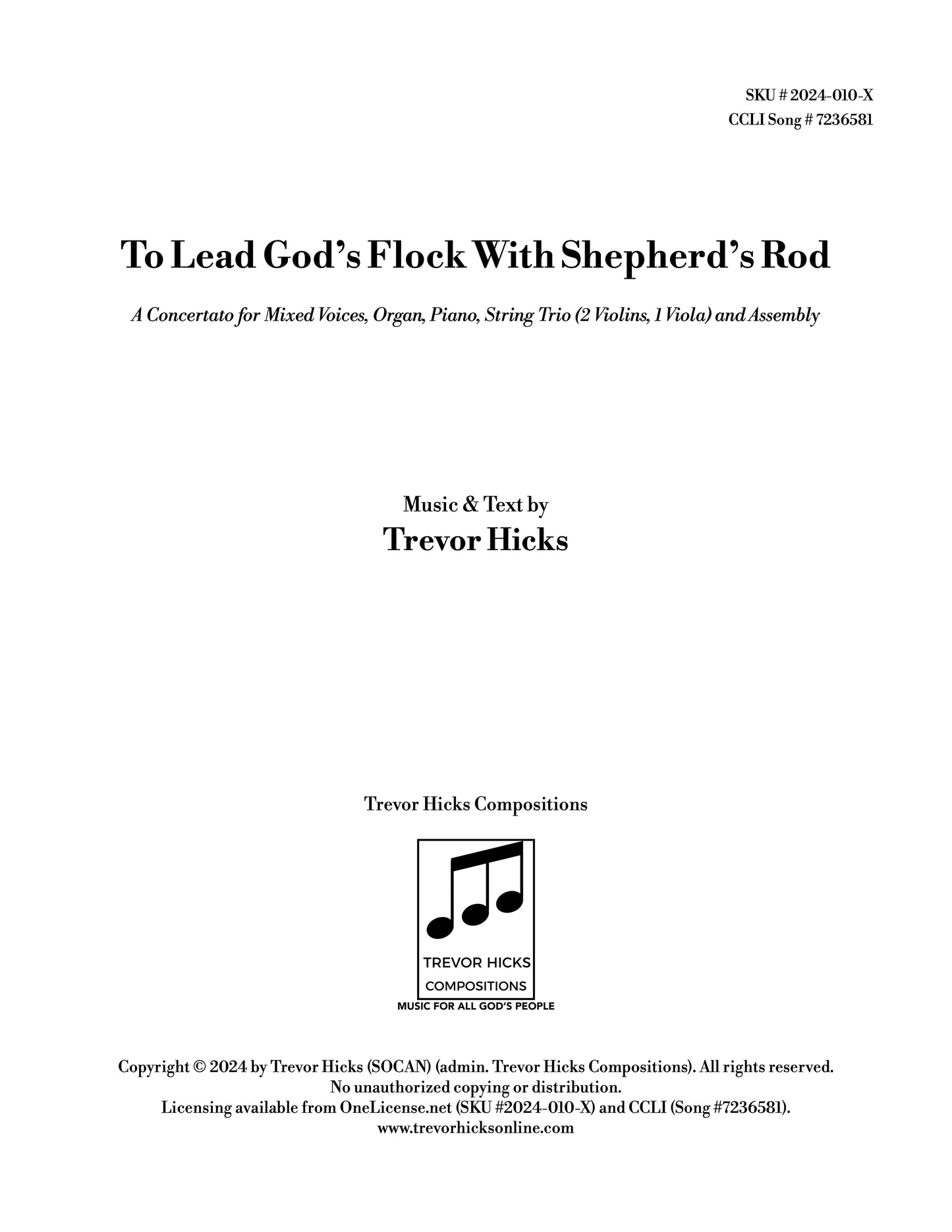 To Lead God's Flock With Shepherd's Rod