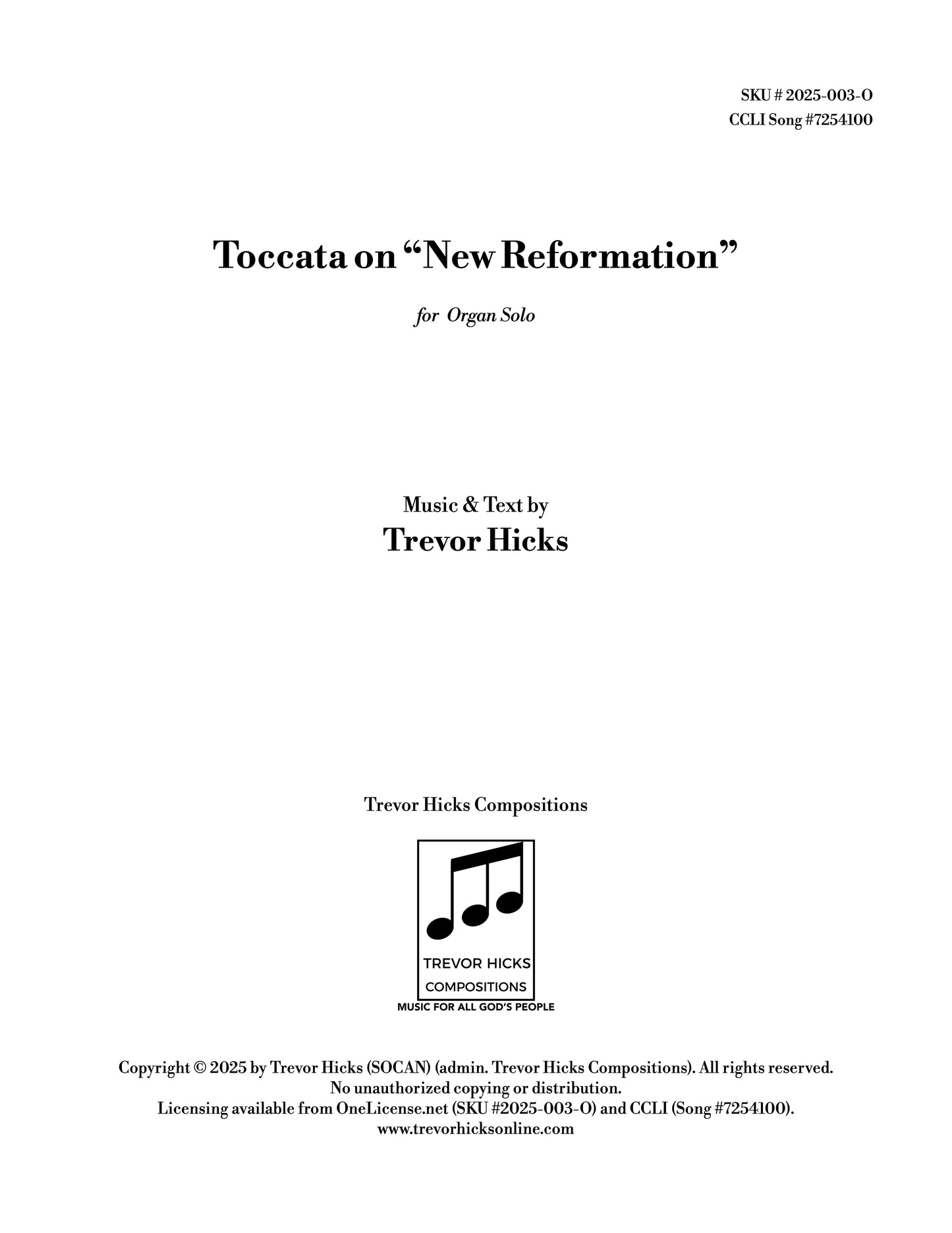 Toccata on "New Reformation"