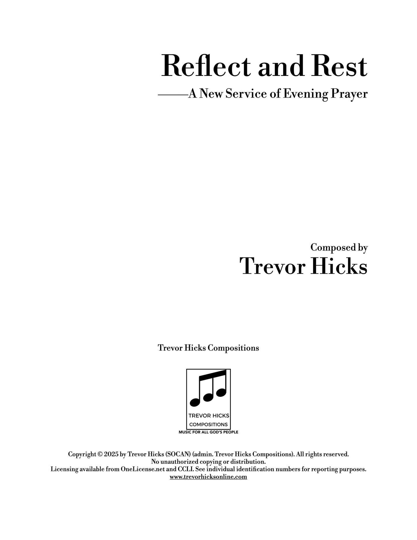 Reflect and Rest - A New Service of Evening Prayer