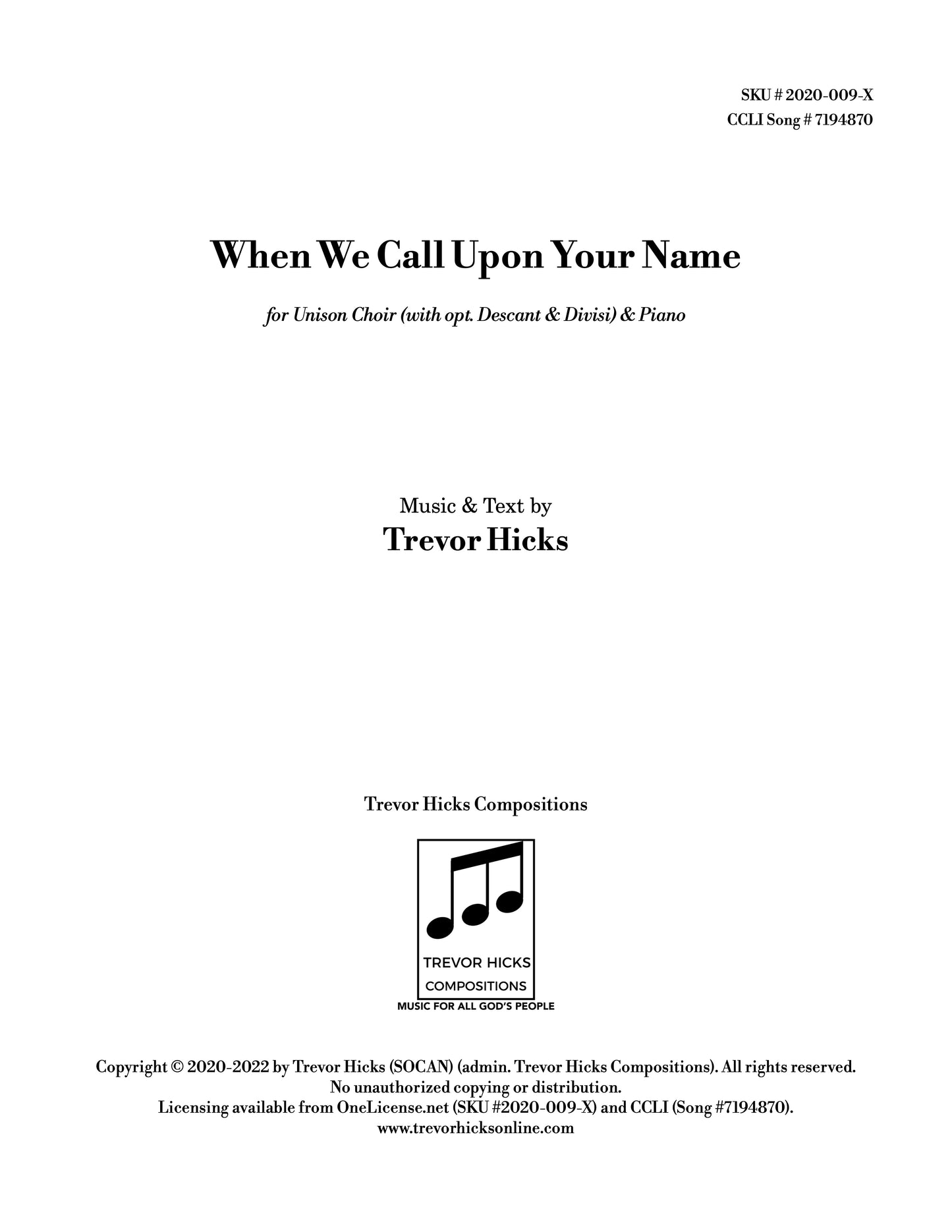 When We Call Upon Your Name